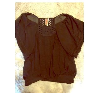 Free People Blouse with Scalloped Sleeves